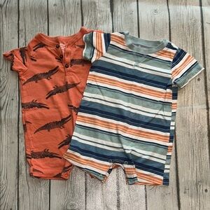 Carter’s 12mo Orange and Striped Rompers